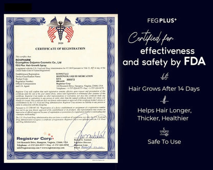 FEG Hair Growth Spray For Both Men & Women - FDA Approved - Made in USA